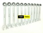 11PCS Chrome Vanadium Ratchet Combination Spanner Wrench Set