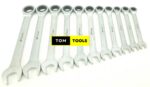 11PCS Chrome Vanadium Ratchet Combination Spanner Wrench Set