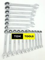 18PCS Extra Large Chrome Vanadium Ratchet Combination Spanner Wrench Set