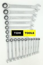 18PCS Extra Large Chrome Vanadium Ratchet Combination Spanner Wrench Set