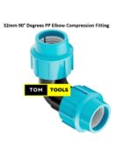32mm 90° Degrees PP Elbow Compression Fitting