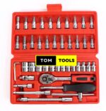 46pcs 1/4-Inch Socket Ratchet Wrench Combo Tools Kit Set