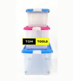 60L, 35L, 18L Set of Storage Boxes on Wheels, Snap Locks