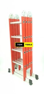 Extra Heavy Duty 5m 16ft Aluminium Folding Ladder, Red