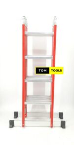 Extra Heavy Duty 5m 16ft Aluminium Folding Ladder, Red