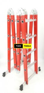 Extra Heavy Duty 5m 16ft Aluminium Folding Ladder, Red