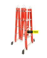 Extra Heavy Duty 5m 16ft Aluminium Folding Ladder, Red