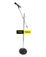 Heavy Duty Chrome Polished, Powder-Coated Round Base Microphone Stand