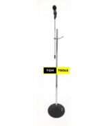 Heavy Duty Chrome Polished, Powder-Coated Round Base Microphone Stand