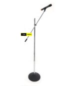 Heavy Duty Chrome Polished, Powder-Coated Round Base Microphone Stand