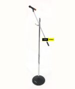 Heavy Duty Chrome Polished, Powder-Coated Round Base Microphone Stand