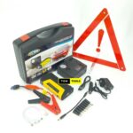 Jump Starter Pack with Inflator, Laptop Charger Connectors, and Hazard Triangles