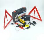 Jump Starter Pack with Inflator, Laptop Charger Connectors, and Hazard Triangles