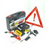 Jump Starter Pack with Inflator, Laptop Charger Connectors, and Hazard Triangles