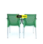 2PCS Jungle Green Strong Comfortable Plastic Chair with Metal Tubing Legs