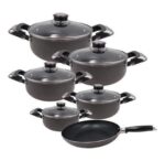 JP Jamespot 10Pcs Heavy Non-Stick Granite Black Cooking Pot/Sufuria With Pan Cookware set