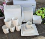 24PCs White Square Elegant Dinner Set