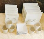 24PCs White Square Elegant Dinner Set