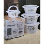 4 Pcs White Casserole Hotpots Set