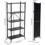 5-Tier Heavy Duty Foldable Metal Rack Storage Shelving Unit With Wheels Moving Easily Organizer Shelves
