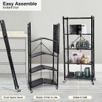 5-Tier Heavy Duty Foldable Metal Rack Storage Shelving Unit With Wheels Moving Easily Organizer Shelves