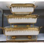 3Pcs Quality Ceramic Chaffing Dishes Food Warmer