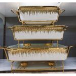 3Pcs Quality Ceramic Chaffing Dishes Food Warmer
