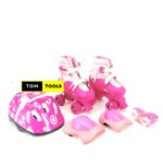 Size 28 to 34 Adjustable Kids Roller Skates Quad Skates and Safety Gear