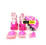 Size 28 to 34 Adjustable Kids Roller Skates Quad Skates and Safety Gear