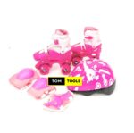 Size 28 to 34 Adjustable Kids Roller Skates Quad Skates and Safety Gear