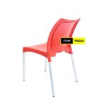 RED Strong Armless Comfortable Plastic Chair with Metal Tubing Legs