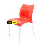 RED Strong Armless Comfortable Plastic Chair with Metal Tubing Legs