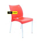 RED Strong Armless Comfortable Plastic Chair with Metal Tubing Legs