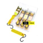 4PCS 2.5cm x 4.5m All Metal Ratchet Strap Tie Downs