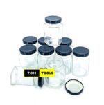 10PCS 100ml Hexagonal Glass Jars with Lids 54mm x 74mm