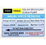 70m DC 24V 250W Solar Brushless Screw Pump with Controller