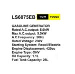 LS6875EB 5.5KW LOW NOISE Petrol Generator with Wheels