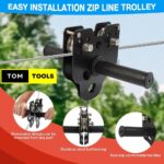 30m 100FT Zip Line for Adults and Kids with Spring Brake and Harness