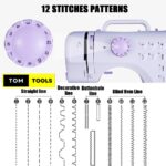 Mini Electric Sewing Machine with 12 Stitch Patterns, Foot Pedal，LED Light, and Accessories