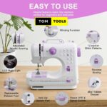 Mini Electric Sewing Machine with 12 Stitch Patterns, Foot Pedal，LED Light, and Accessories