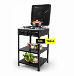 4 Burner Gas Cooker Stove with Removable Storage Shelf and Stand