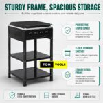 4 Burner Gas Cooker Stove with Removable Storage Shelf and Stand