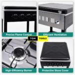 4 Burner Gas Cooker Stove with Removable Storage Shelf and Stand