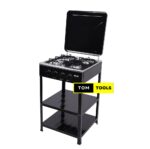 4 Burner Gas Cooker Stove with Removable Storage Shelf and Stand